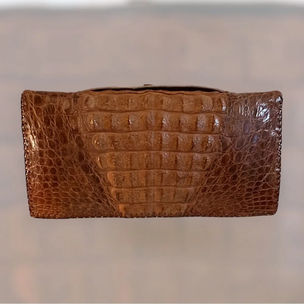 Beautiful Vintage Crocodile? Clutch 14 x 7 ⚠️ Needs Repair